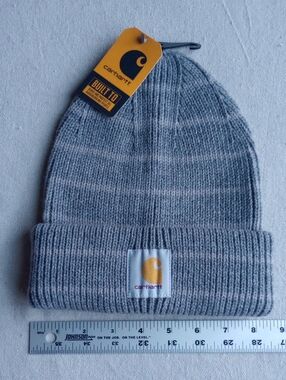 New with Tags | Carhartt Women's Rib Knit Beanie - Heather Gray Stripe (EB4)